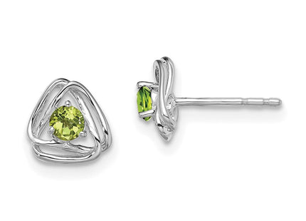 14k White Gold Peridot Post Earrings (Style EM7395)
