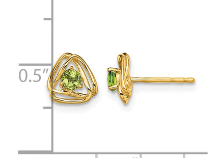 14K gold peridot earrings, further view