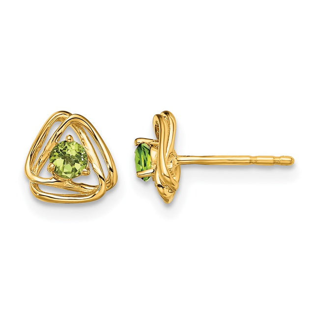 14k Peridot Post Earrings, 7.3 x 7.3mm