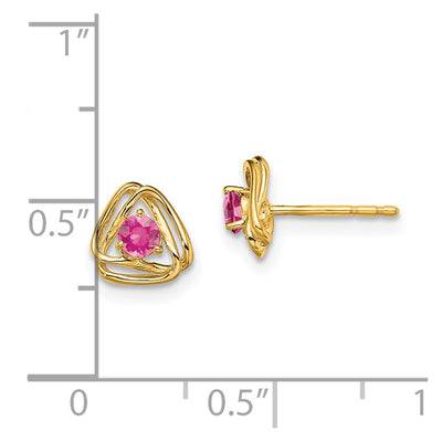 14K Pink Tourmaline Post Earrings