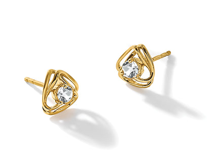 14k White Topaz Post Earrings