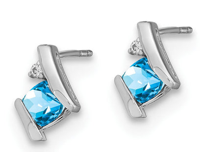 14K white gold diamond earrings, alternate view