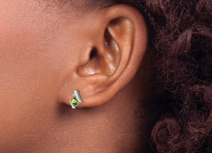 14K White Gold Cushion Peridot and Diamond Earrings (Style EM7398-PE-003-WA)