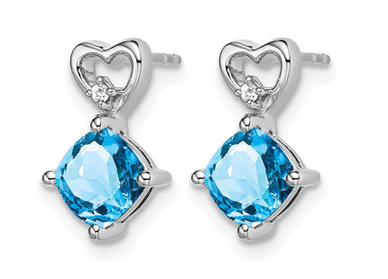 14K white gold diamond heart earrings, alternate view
