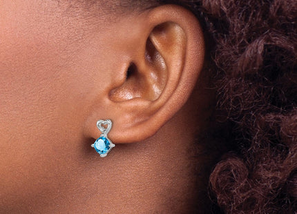 14K white gold diamond heart earrings, another view