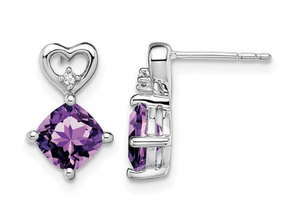 14K white gold diamond heart earrings