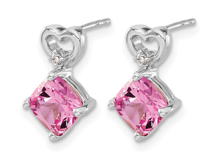 14K white gold diamond heart earrings, alternate view