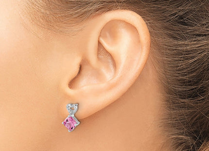 14K white gold diamond heart earrings, another view