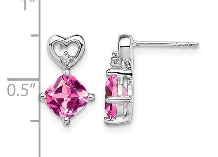 14K white gold diamond heart earrings, further view