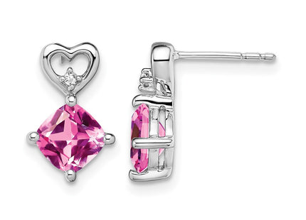 14K white gold diamond heart earrings