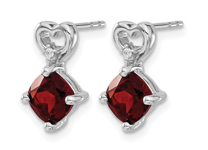 14K white gold diamond heart earrings, alternate view