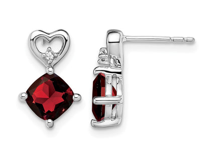 14K white gold diamond heart earrings