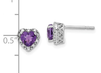 Sterling Silver Rhodium-plated Amethyst and Diamond Earrings (Style EM7400-AM-010-SSA)