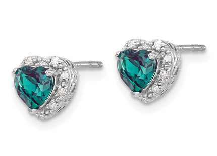 Sterling Silver Rhodium-plated Created Alexandrite/Diamond Earrings (Style EM7400-CA-010-SSA)