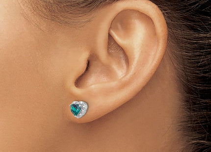 Sterling Silver Rhodium-plated Created Alexandrite/Diamond Earrings (Style EM7400-CA-010-SSA)