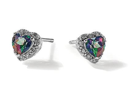 Sterling Silver Rhodium-plated Created Alexandrite/Diamond Earrings, 7.5 x 7.2mm