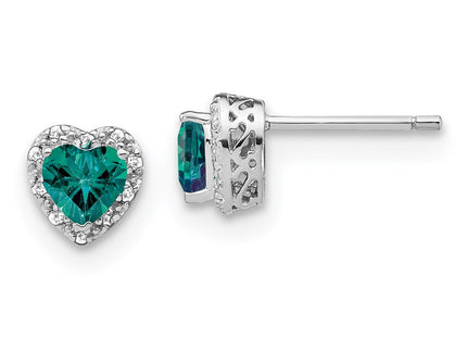 Sterling Silver Rhodium-plated Created Alexandrite/Diamond Earrings (Style EM7400-CA-010-SSA)