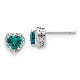 Sterling Silver Rhodium-plated Created Alexandrite/Diamond Earrings (Style EM7400-CA-010-SSA)