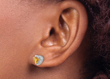 Sterling Silver Rhodium-plated Citrine and Diamond Earrings (Style EM7400-CI-010-SSA)