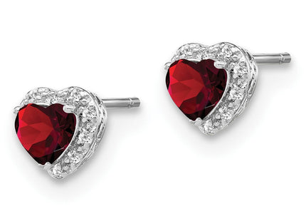 Sterling Silver Rhodium-plated Garnet and Diamond Earrings (Style EM7400-GA-010-SSA)