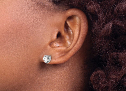 Sterling Silver Rhodium-plated White Topaz and Diamond Earrings (Style EM7400-WT-010-SSA)
