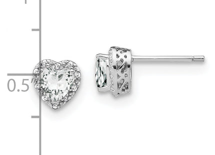 Sterling Silver Rhodium-plated White Topaz and Diamond Earrings (Style EM7400-WT-010-SSA)