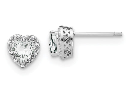 Sterling Silver Rhodium-plated White Topaz and Diamond Earrings (Style EM7400-WT-010-SSA)