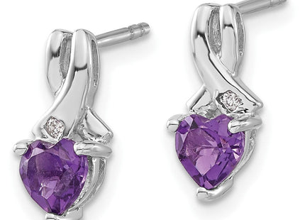 Sterling Silver Rhodium-plated Amethyst and Diamond Earrings (Style EM7401-AM-002-SSA)