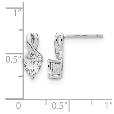 Sterling Silver Rhodium-plated White Topaz and Diamond Earrings, 13 x 6mm