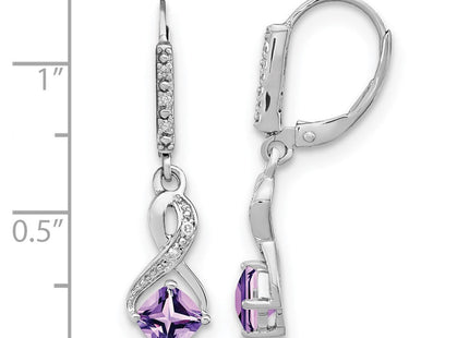 Sterling Silver Rhodium-plated Amethyst and Diamond Earrings (Style EM7402-AM-006-SSA)