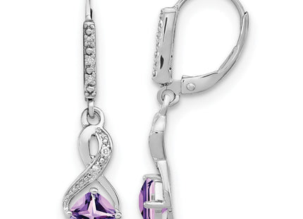 Sterling Silver Rhodium-plated Amethyst and Diamond Earrings (Style EM7402-AM-006-SSA)