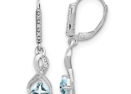 Sterling Silver Rhodium-plated Aquamarine and Diamond Earrings (Style EM7402-AQ-006-SSA)