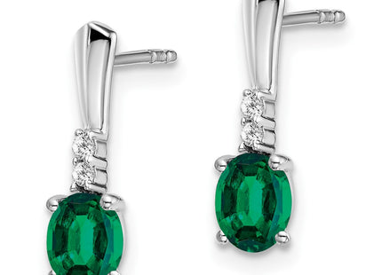 14K white gold diamond oval drop earrings, alternate view