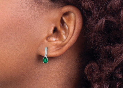 14K white gold diamond oval drop earrings, another view