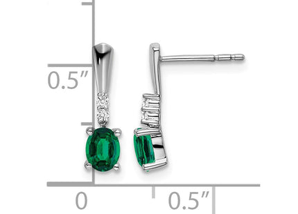 14K white gold diamond oval drop earrings, further view
