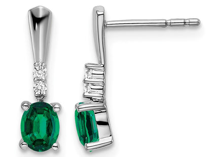 14K white gold diamond oval drop earrings