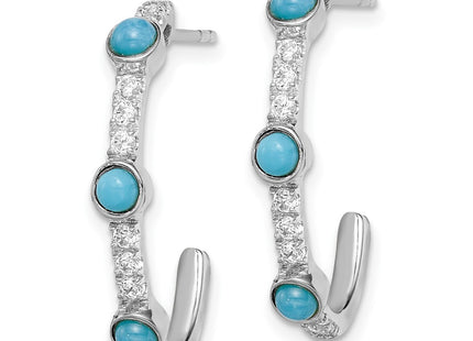 14K white gold topaz hoop earrings, alternate view