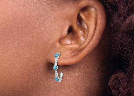 14K white gold topaz hoop earrings, another view