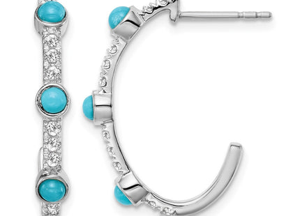 14K white gold topaz hoop earrings