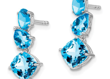14k White Gold Blue Topaz Dangle Earrings (Style EM7457-BT-W)