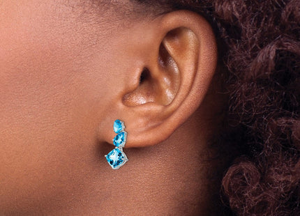 14k White Gold Blue Topaz Dangle Earrings (Style EM7457-BT-W)