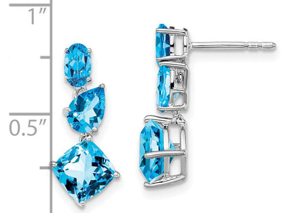 14k White Gold Blue Topaz Dangle Earrings (Style EM7457-BT-W)