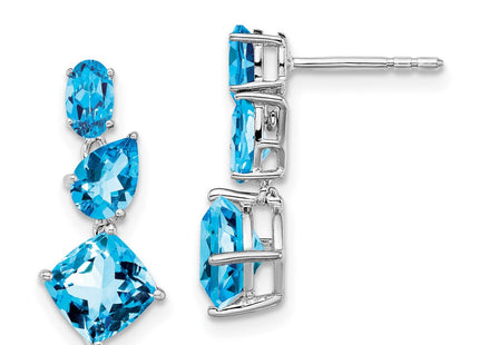 14k White Gold Blue Topaz Dangle Earrings (Style EM7457-BT-W)