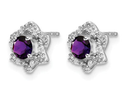 14K white gold diamond earrings, alternate view