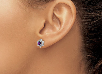 14K white gold diamond earrings, another view