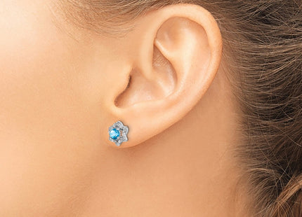 14K white gold diamond earrings, another view