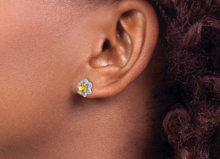 14K white gold diamond earrings, another view