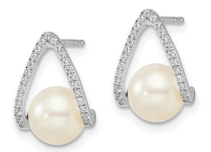 14k White Gold Earrings Style EM8099 - Classique Jewelry Inc.