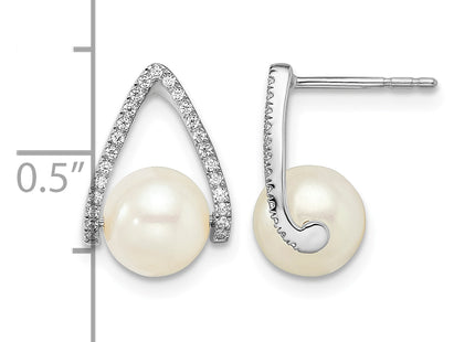 14k White Gold Polished FWC Pear Post Earrings