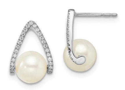 14k White Gold Earrings Style EM8099 - Classique Jewelry Inc.